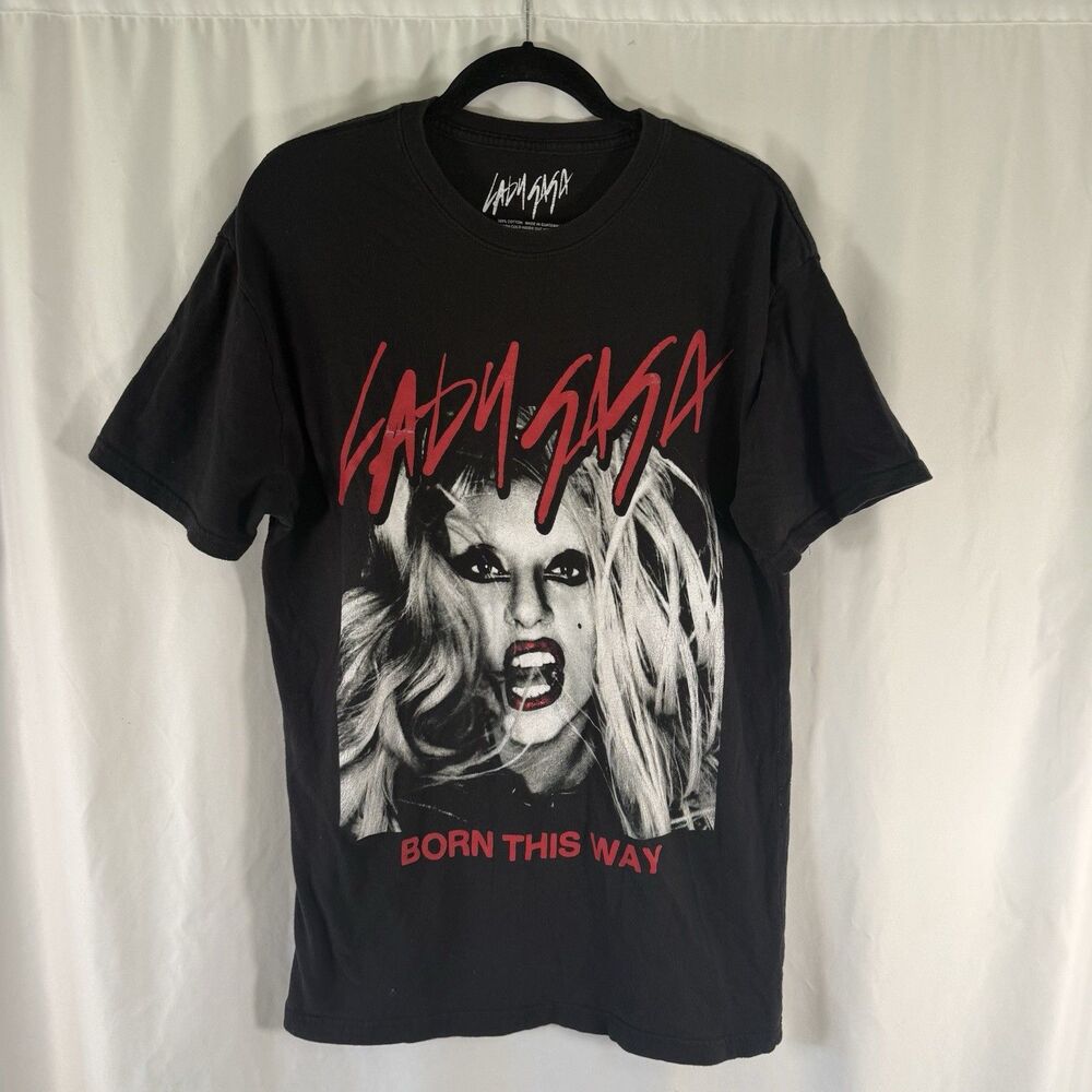 Lady Gaga Born This Way Shirt Unisex Medium Black Short Sleeve Crew Neck Cotton